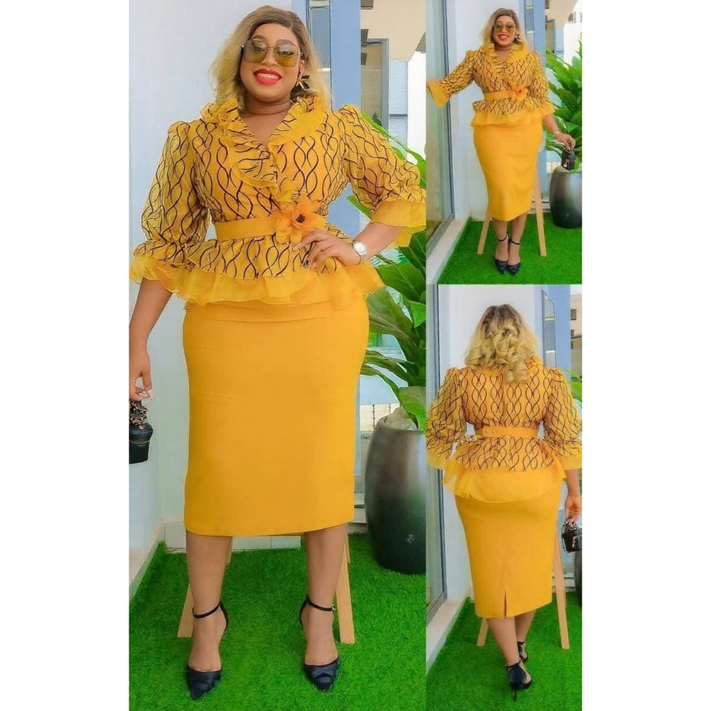 Feminine 3-Piece Suit (Blazer, Pencil Skirt, & Waist Belt Set)